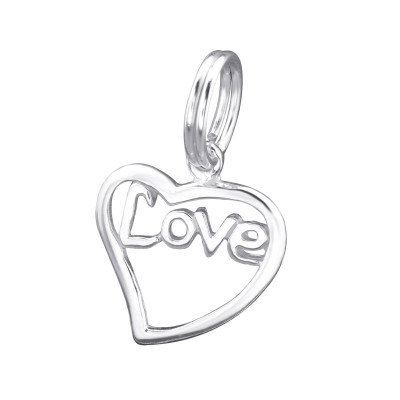 Heart Sterling Silver Charm with Split ring
