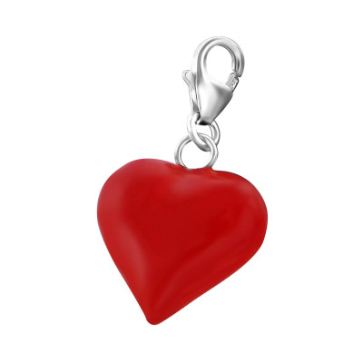 Silver Heart Clip on Charm with Epoxy