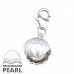 Silver Shell Clip on Charm with Fresh Water Pearl