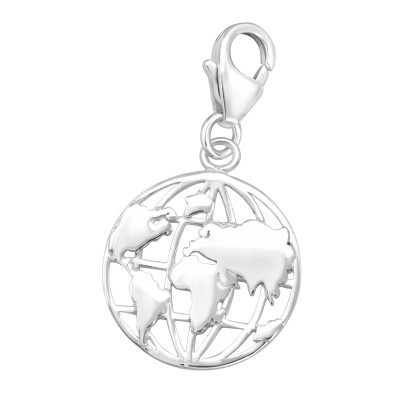 Silver World Clip on Charm