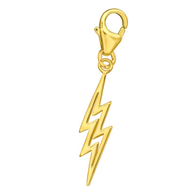 Silver Thunderbolt Clip on Charm