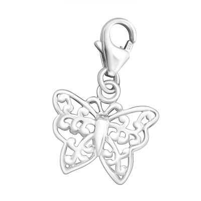 Silver Butterfly Clip on Charm