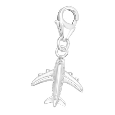 Silver Plane Clip on Charm