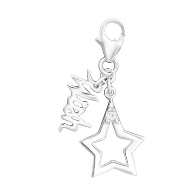 Silver Star Clip on Charm