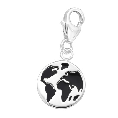 Silver Earth Clip on Charm with Epoxy