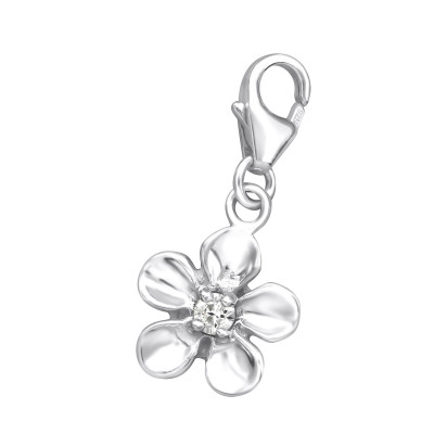 Silver Flower Clip on Charm