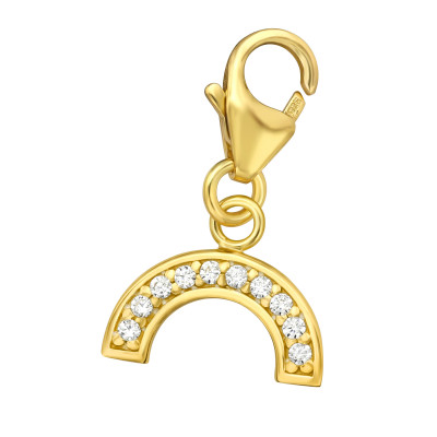 Silver Semicircle Clip on Charm with Cubic Zirconia