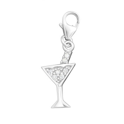 Silver Glass Clip on Charm
