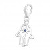 Silver Hamsa Clip on Charm with Cubic Zirconia