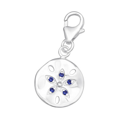 Silver Flower Clip on Charm with Cubic Zirconia