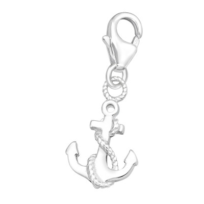 Silver Anchor Clip on Charm