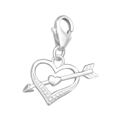 Silver Heart and Arrow Clip on Charm