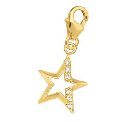 Silver Star Clip on Charm with Cubic Zirconia