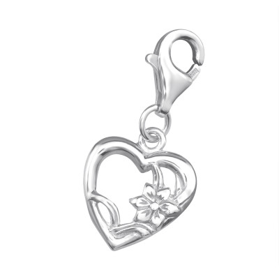 Silver Heart Clip on Charm