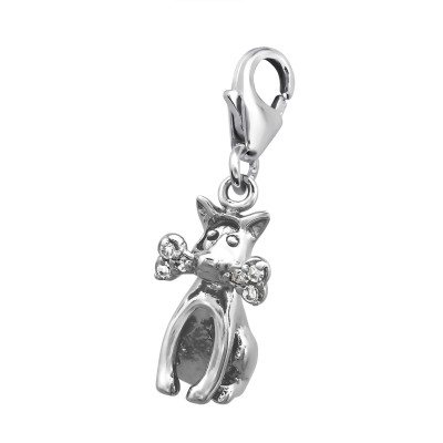 Silver Dog Clip on Charm