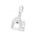 Silver Camera Clip on Charm with Cubic Zirconia