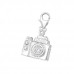 Silver Camera Clip on Charm with Cubic Zirconia