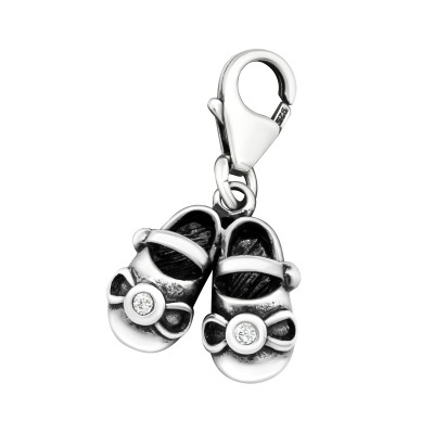 Silver Shoe Clip on Charm with Cubic Zirconia