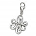 Silver Octopus Clip on Charm with Cubic Zirconia