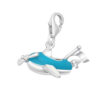 Silver Plane Clip on Charm