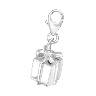 Silver Gift Box Clip on Charm