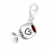 Silver Wine Glass Clip on Charm and Cubic Zirconia