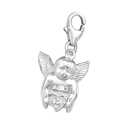 Silver Fairy Clip on Charm and Cubic Zirconia