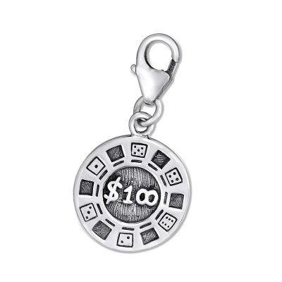 Poker Chip Sterling Silver Clip on Charm