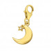 Silver Crescent Moon Clip on Charm with Cubic Zirconia