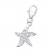 Silver Starfish Clip on Charm with Cubic Zirconia