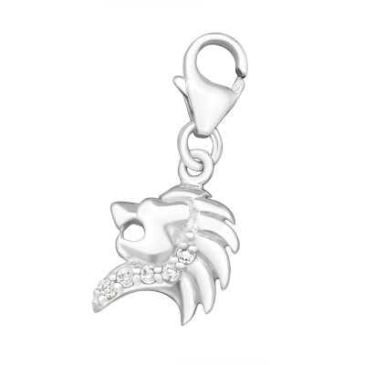 Silver Leo Zodiac Sign Clip on Charm with Cubic Zirconia