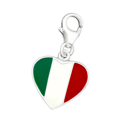 Italy Flag Sterling Silver Clip on Charm