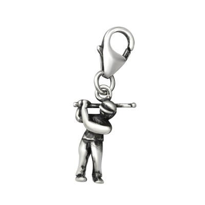 Golfer Sterling Silver Clip on Charm