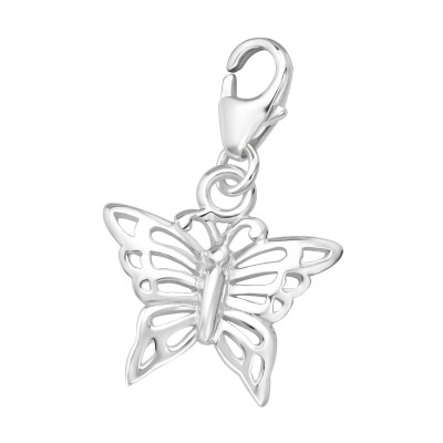 Silver Butterfly Clip on Charm