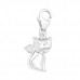 Silver Cat Clip on Charm with Cubic Zirconia