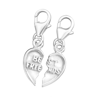 Silver Heart Clip on Charm