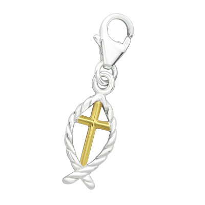 Silver Cross Clip on Charm