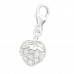 Silver Strawberry Clip on Charm with Cubic Zirconia