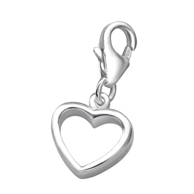 Silver Heart Clip on Charm