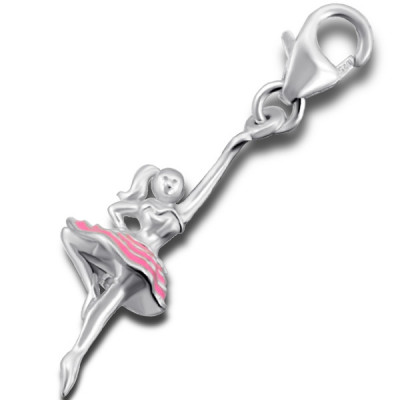 Silver Ballet Clip on Charm with Epoxy