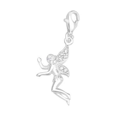 Silver Fairy Clip on Charm with Cubic Zirconia