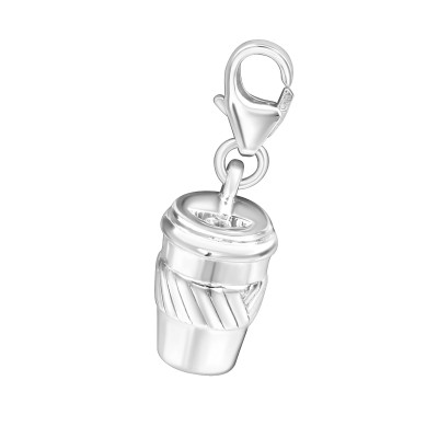 Coffee Cup Sterling Silver Clip on Charm