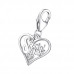 Silver Heart Clip on Charm and Cubic Zirconia