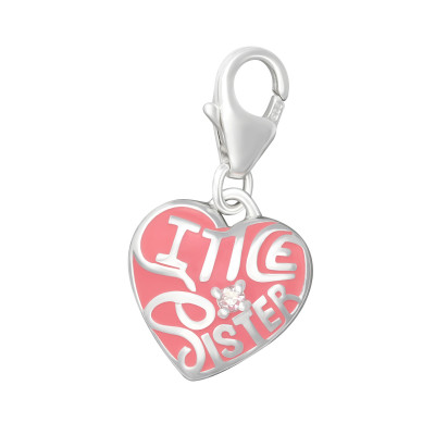 Silver Heart Clip on Charm