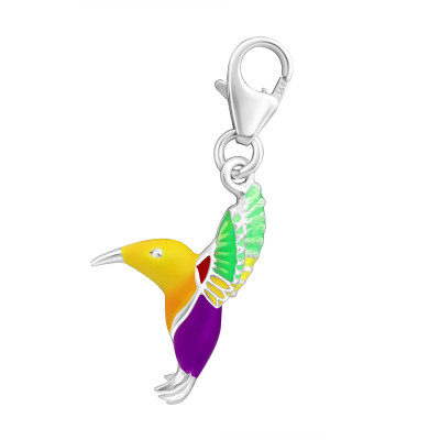 Silver Hummingbird Clip on Charm