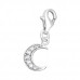 Silver Moon Clip on Charm with Cubic Zirconia