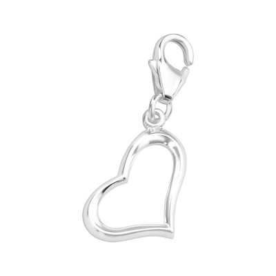 Silver Heart Clip on Charm