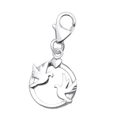 Silver Love Birds Clip on Charm