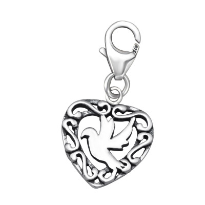 Silver Bird Clip on Charm