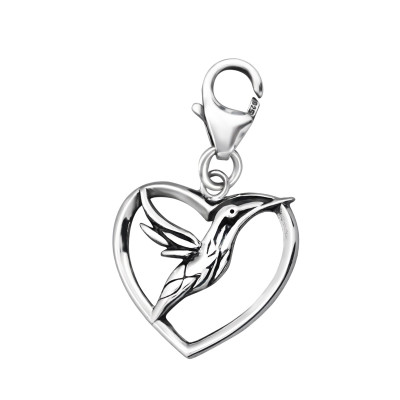 Silver Bird Clip on Charm